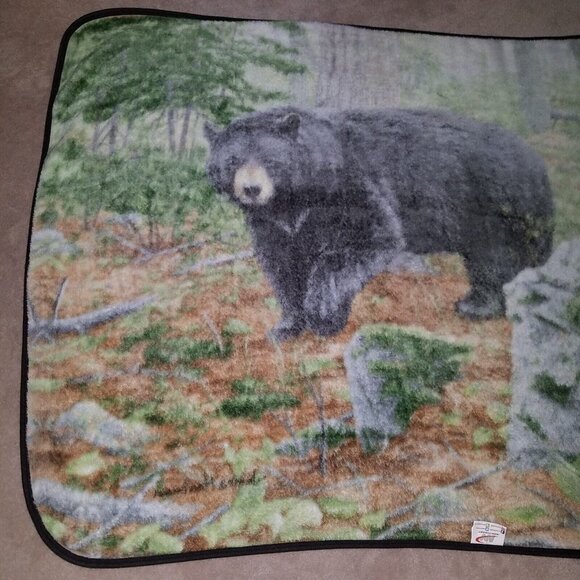 Black Bear Fleece Blanket Northwest Realm Lap Throw Forest Trees James Hautman - Picture 6 of 10